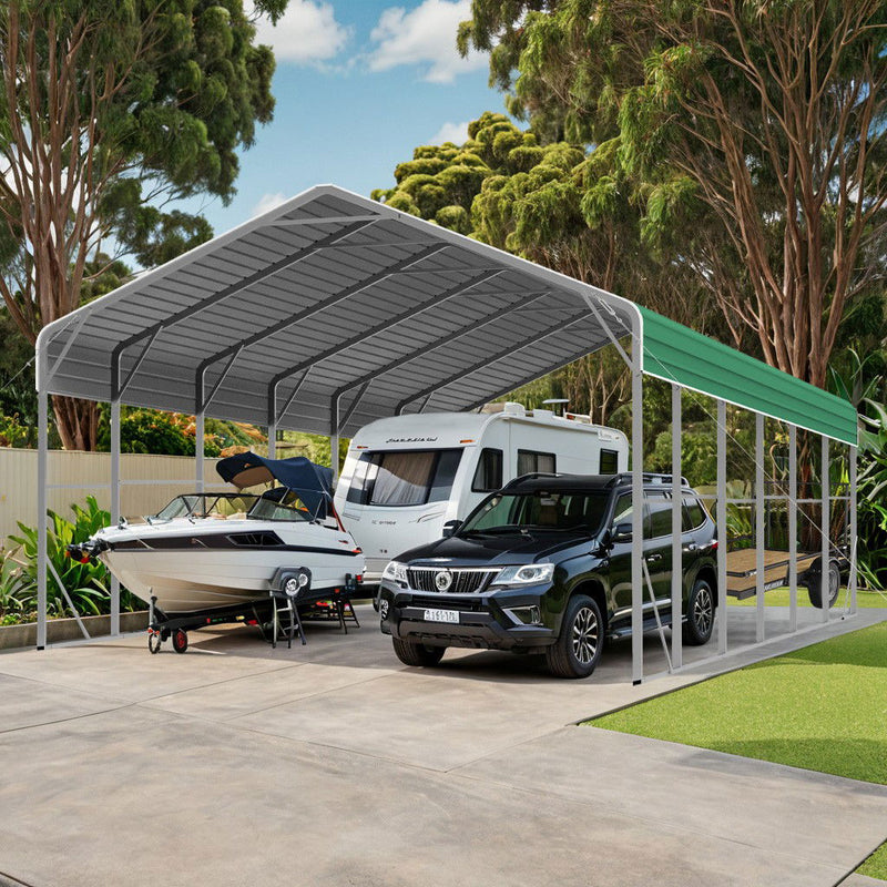 Double Carport 6m x 10.53m x 4.14m Backyard Portable Vehicle & Boat Shelter with Wrapped Roof