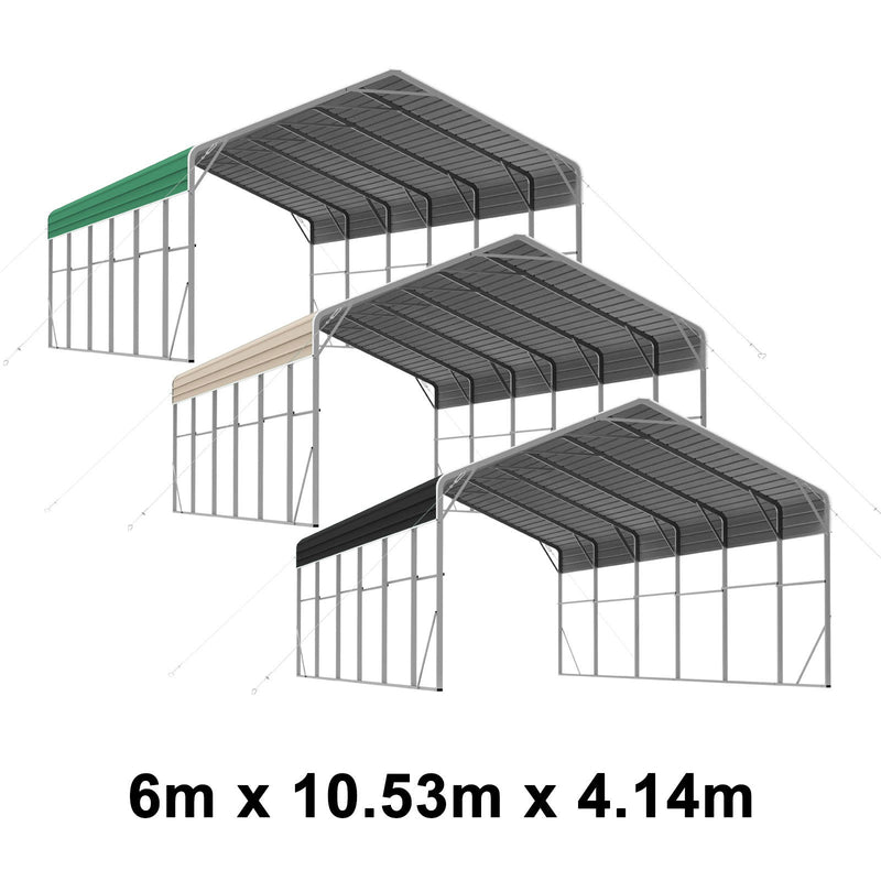 Double Carport 6m x 10.53m x 4.14m Backyard Portable Vehicle & Boat Shelter with Wrapped Roof