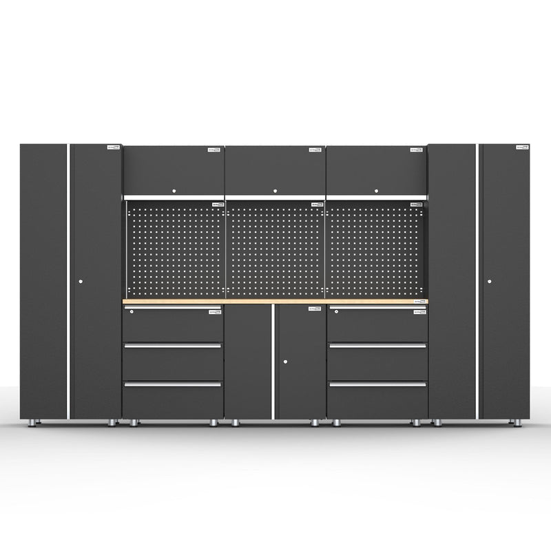 UltraTools 3380mm x 500mm x 1870mm Black Workshop Garage Storage Tall Cabinet Set