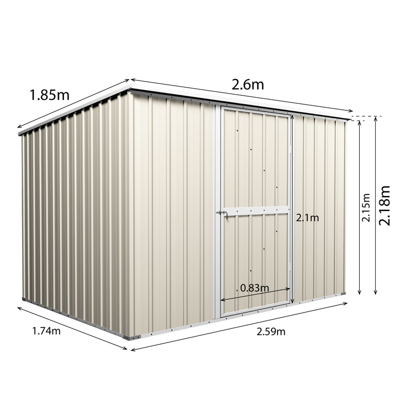 Garden Shed 2.6m x 1.75m x 2.15m