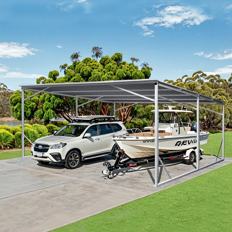 Carport 6m x 6m Vehicle Shelter Skillion Steel Double Carport plus 80X40MM Tube