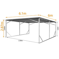 Carport 6m x 6m Vehicle Shelter Skillion Steel Double Carport plus 80X40MM Tube