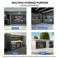 UltraTools 2420mm x 550mm x 2025mm Black Classic Workshop Garage Storage Cabinet Set