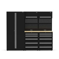 UltraTools 2420mm x 550mm x 2025mm Black Classic Workshop Garage Storage Cabinet Set