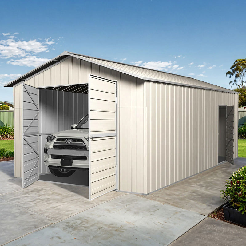 Garage Shed 7.21m x 4.17m x 3.24m Barn Door Workshop + Side PA Door with 4 Frames EXTRA High