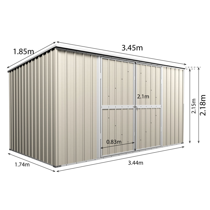 Garden Shed 3.45m x 1.75m x 2.15m Flat Roof
