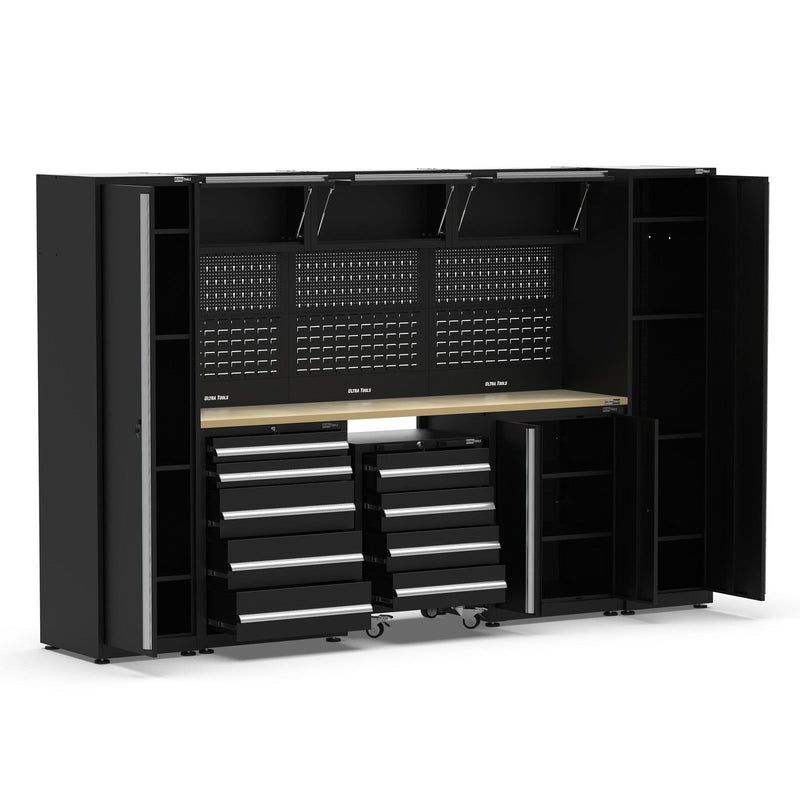 UltraTools 3250mm x 550mm x 2025mm Black Classic Workshop Garage Storage Cabinet Set