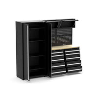 UltraTools 2420mm x 550mm x 2025mm Black Classic Workshop Garage Storage Cabinet Set