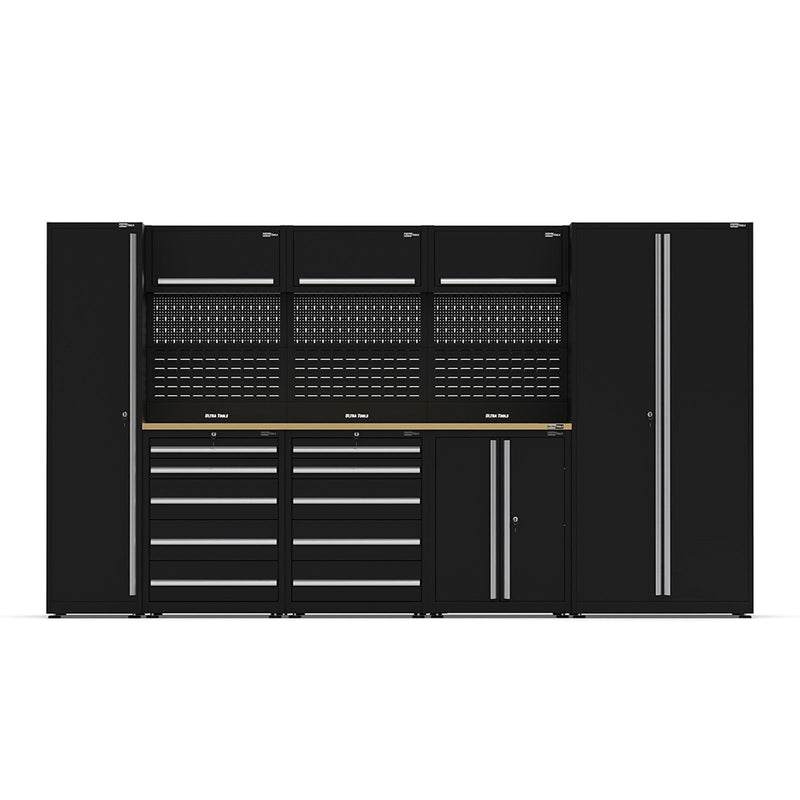 UltraTools 3650mm x 550mm x 2025mm Black Classic Workshop Garage Storage Cabinet Set