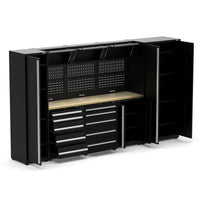 UltraTools 3650mm x 550mm x 2025mm Black Classic Workshop Garage Storage Cabinet Set