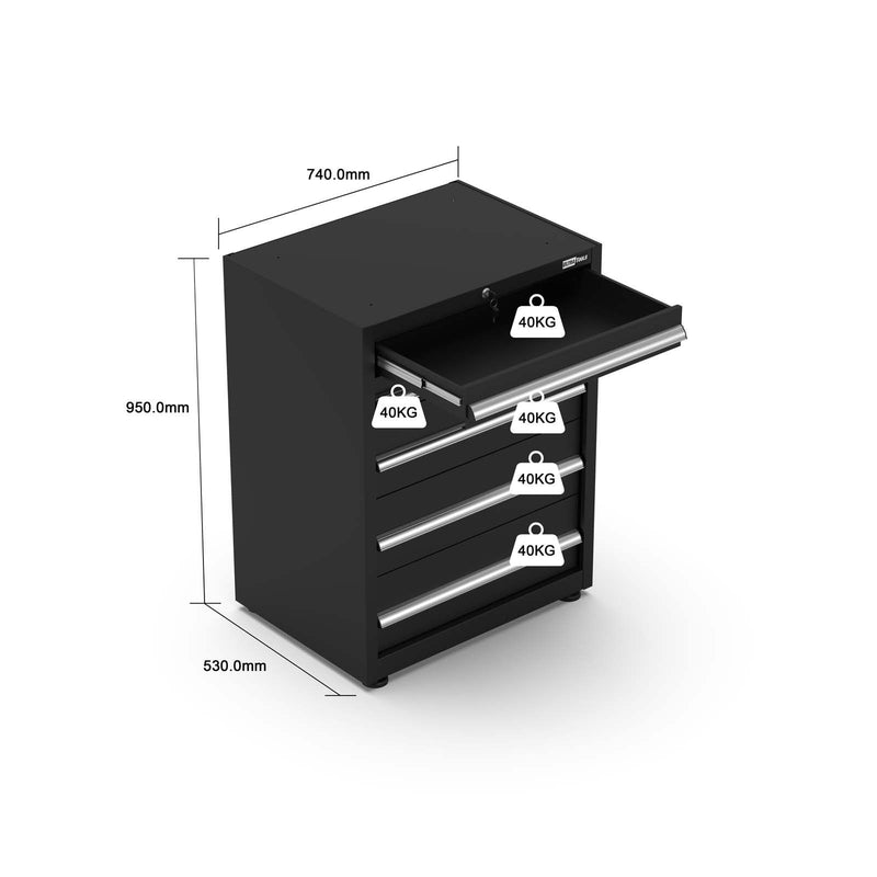 UltraTools 1500mm x 550mm x 2025mm Black Workshop Garage Storage Cabinet Set