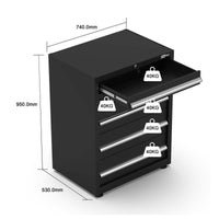 UltraTools 3650mm x 550mm x 2025mm Black Classic Workshop Garage Storage Cabinet Set