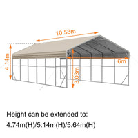 Double Carport 6m x 10.53m x 4.14m Backyard Portable Vehicle & Boat Shelter with Wrapped Roof
