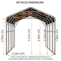 Single Carport 3.4m x 7.53m x 3.27m Backyard Portable Vehicle & Boat Shelter with Wrapped Roof