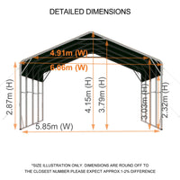 Double Carport 6m x 7.53m x 4.14m Backyard Portable Vehicle & Boat Shelter with Wrapped Roof