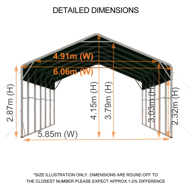 Double Carport 6m x 10.53m x 4.14m Backyard Portable Vehicle & Boat Shelter with Wrapped Roof