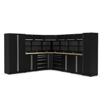 UltraTools 3200/3550mm x 550mm x 2025mm Black Economy Workshop Garage Storage Corner Cabinet Set