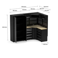 UltraTools 1550/2450mm x 550mm x 2025mm Classic Modular Workshop & Garage Storage Corner Cabinet Set