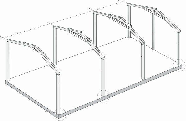 Garage Shed 6m x 3.45m x 2.4m (Gable) Double Barn Door Workshop with 4 Internal Trusses