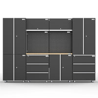 UltraTools 2704mm x 500mm x 1870mm Black Workshop Garage Storage Cabinet Set