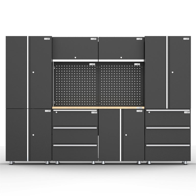 UltraTools 2704mm x 500mm x 1870mm Black Workshop Garage Storage Cabinet Set