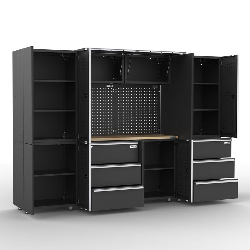 UltraTools 2704mm x 500mm x 1870mm Black Workshop Garage Storage Cabinet Set