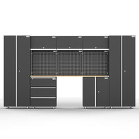 UltraTools 3380mm x 500mm x 1870mm Black Workshop Garage Storage Cabinet Set