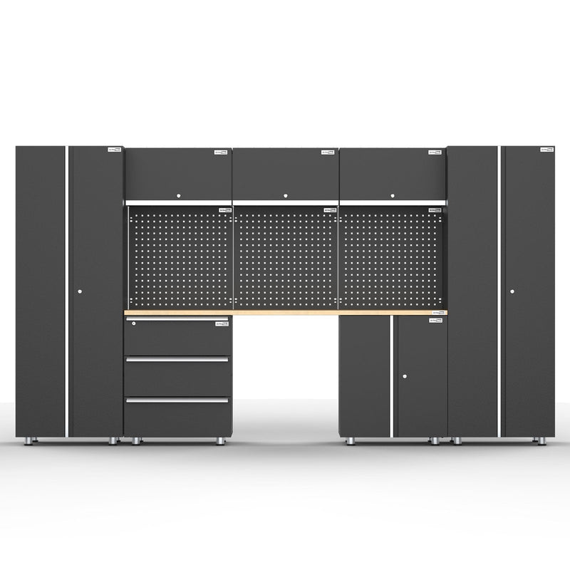UltraTools 3380mm x 500mm x 1870mm Black Workshop Garage Storage Cabinet Set