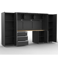 UltraTools 3380mm x 500mm x 1870mm Black Workshop Garage Storage Cabinet Set
