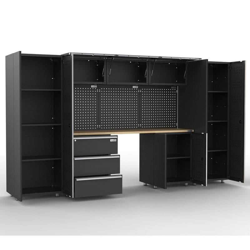 UltraTools 3380mm x 500mm x 1870mm Black Workshop Garage Storage Cabinet Set
