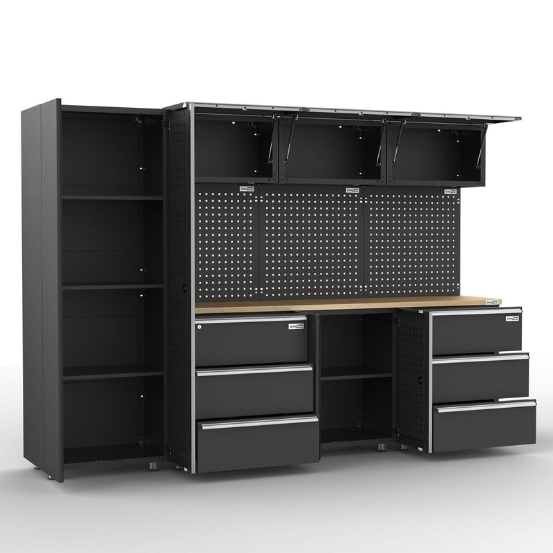 UltraTools 2710mm x 500mm x 1870mm Black Workshop Garage Storage Cabinet Set