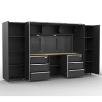 UltraTools 3380mm x 500mm x 1870mm Black Workshop Garage Storage Cabinet Set
