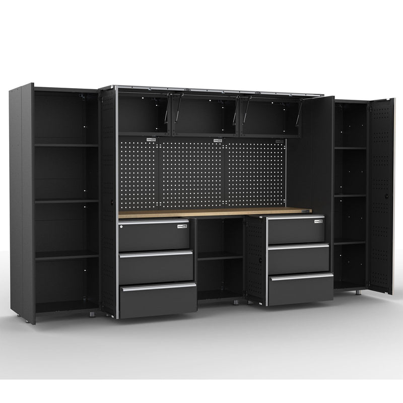 UltraTools 3380mm x 500mm x 1870mm Black Workshop Garage Storage Cabinet Set