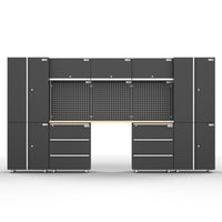 UltraTools 3380mm x 500mm x 1870mm Black Workshop Garage Storage Cabinet Set - Workbench