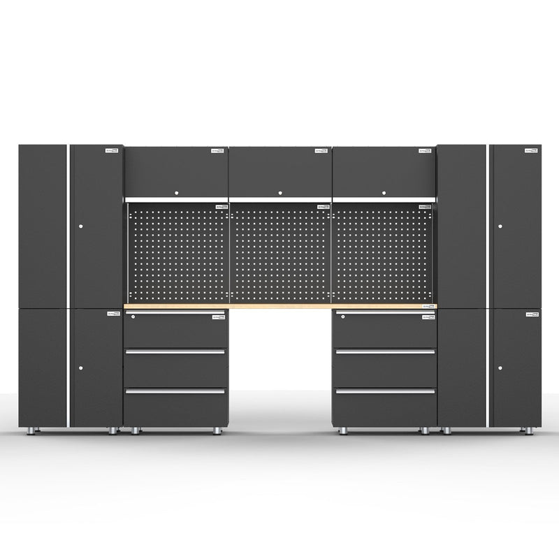 UltraTools 3380mm x 500mm x 1870mm Black Workshop Garage Storage Cabinet Set