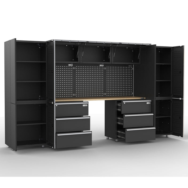 UltraTools 3380mm x 500mm x 1870mm Black Workshop Garage Storage Cabinet Set - Workbench
