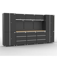 UltraTools 3380mm x 500mm x 1870mm Black Workshop Garage Storage Cabinet Set