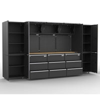 UltraTools 3380mm x 500mm x 1870mm Black Workshop Garage Storage Cabinet Set