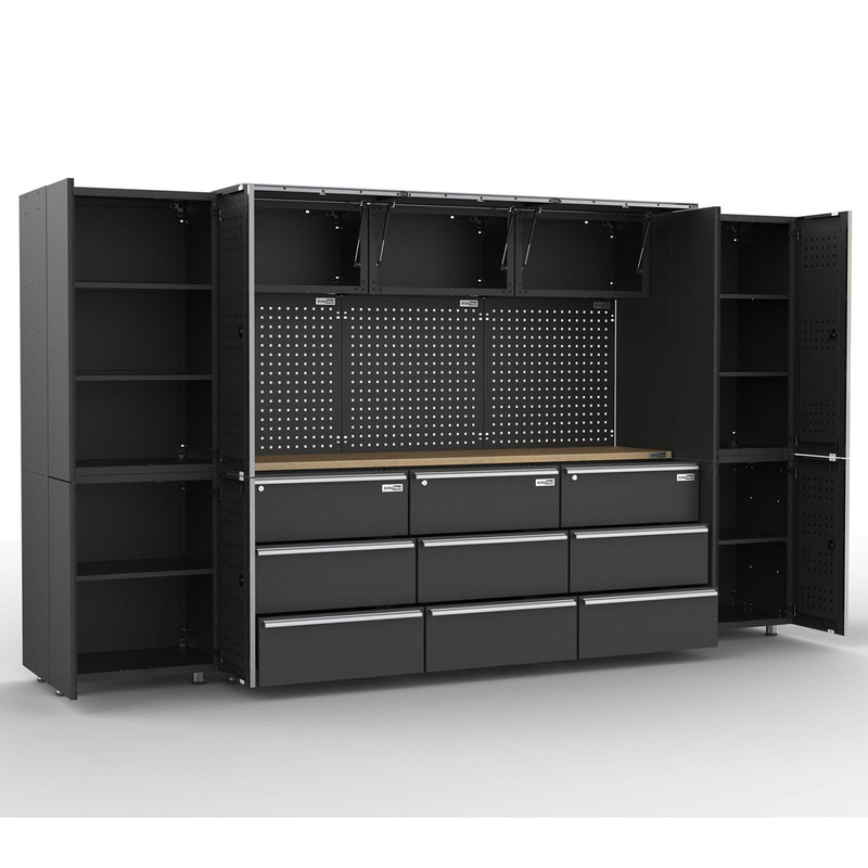 UltraTools 3380mm x 500mm x 1870mm Black Workshop Garage Storage Cabinet Set