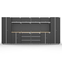 Workshop Garage Storage Cabinet & Workbench Set - UltraTools 4056mm x 500mm x 1870mm Black