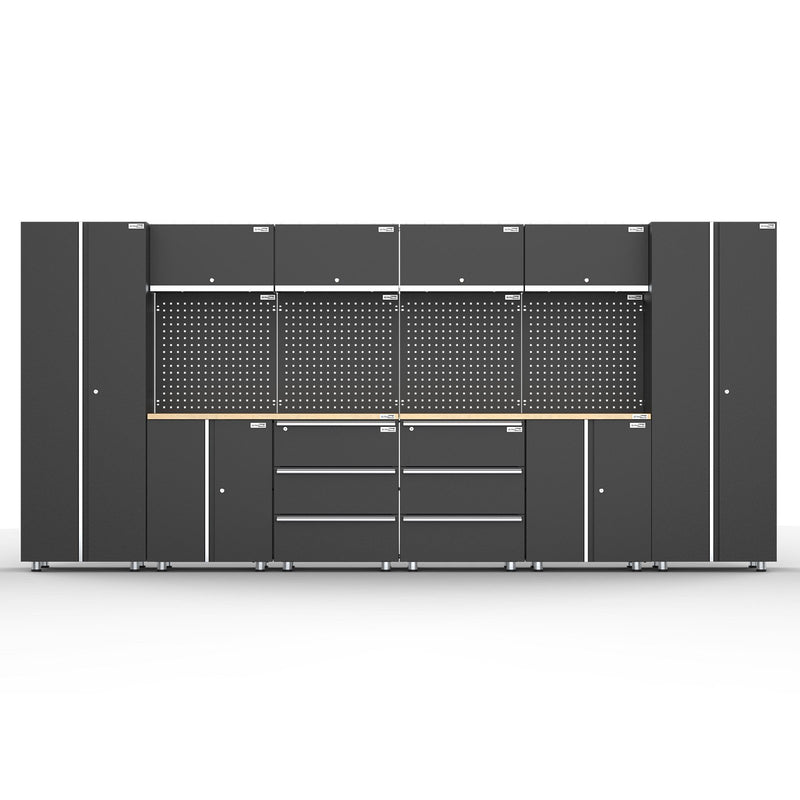 Workshop Garage Storage Cabinet & Workbench Set - UltraTools 4056mm x 500mm x 1870mm Black