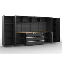 Workshop Garage Storage Cabinet & Workbench Set - UltraTools 4056mm x 500mm x 1870mm Black