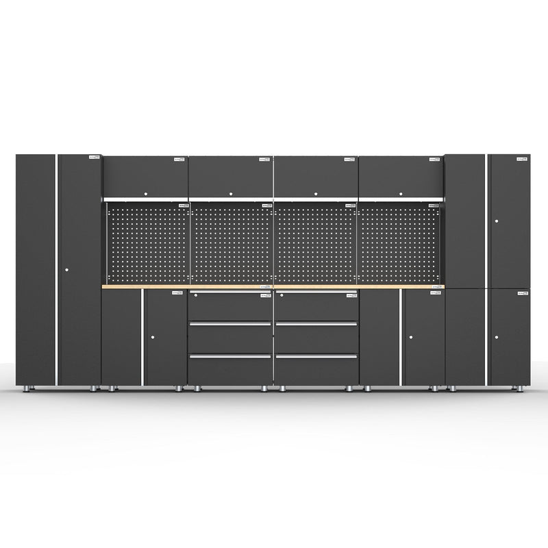 UltraTools 4065mm x 500mm x 1870mm Black Workshop Garage Storage Cabinet Set
