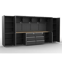 UltraTools 4065mm x 500mm x 1870mm Black Workshop Garage Storage Cabinet Set