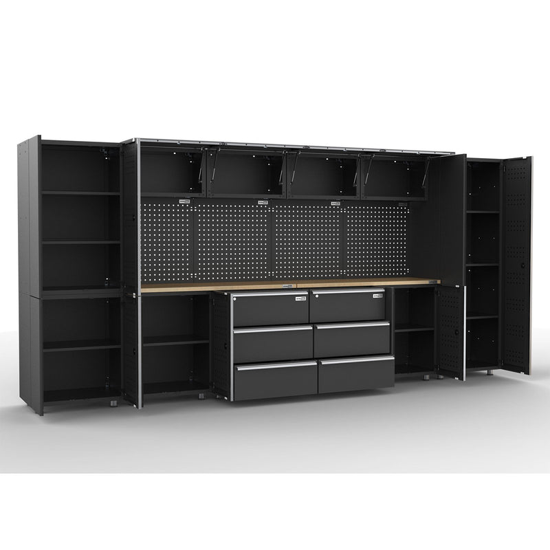 UltraTools 4065mm x 500mm x 1870mm Black Workshop Garage Storage Cabinet Set