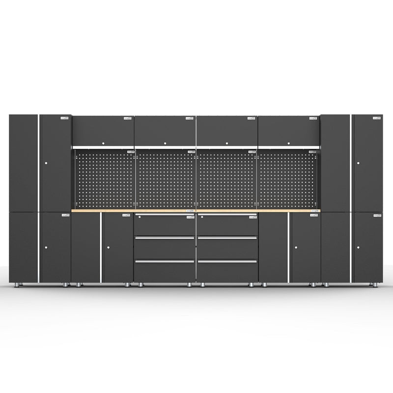 UltraTools 4065mmx 500mm x 1870mm Black Workshop Garage Storage Cabinet Set
