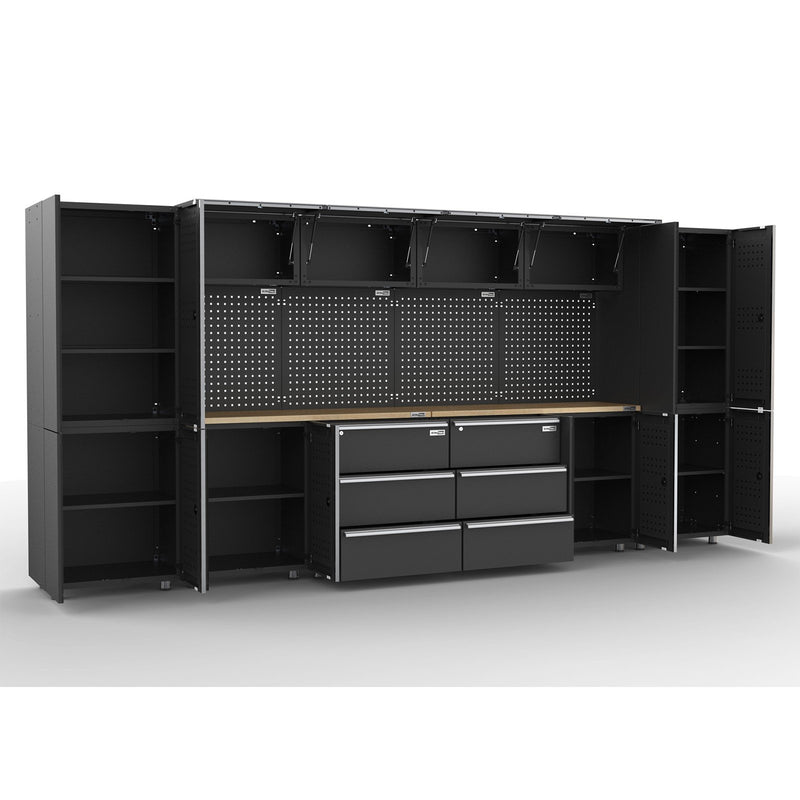 UltraTools 4065mmx 500mm x 1870mm Black Workshop Garage Storage Cabinet Set