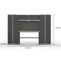UltraTools 2704mm x 480mm x 1870mm Black Workshop Garage Storage Cabinet Set