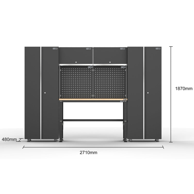 UltraTools 2704mm x 480mm x 1870mm Black Workshop Garage Storage Cabinet Set