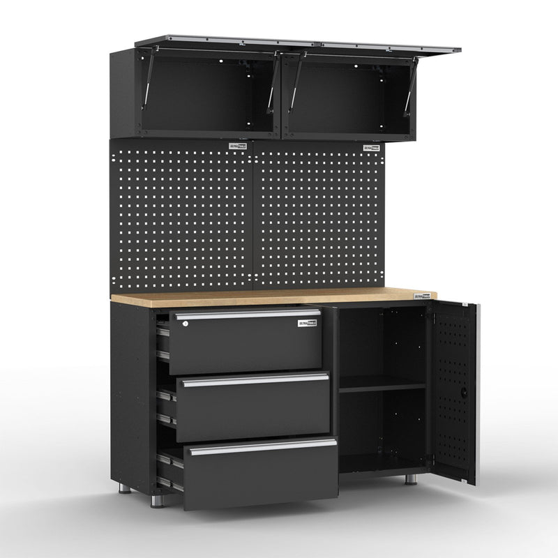 UltraTools 1355mm x 500mm x 1870mm Black Workshop Garage Storage Cabinet Set